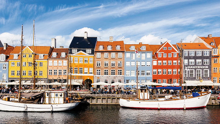 The Nyhavn District in Copenhagen, Denmark